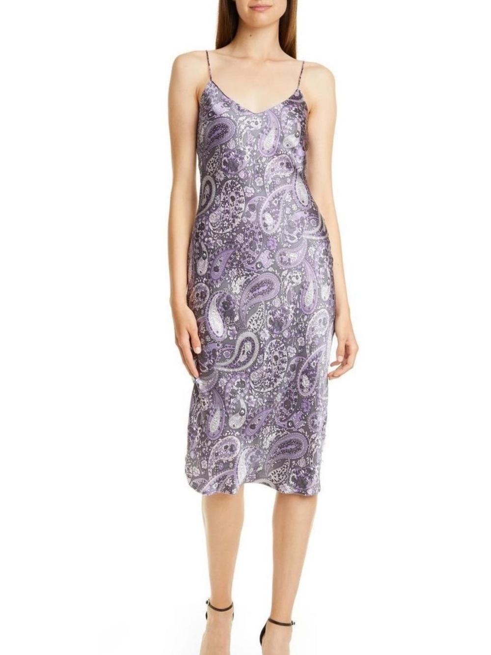 Womens Nili Lotan size large Lavender Paisley Slip Dress
